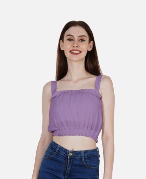 DressBerry Women's Solid Poly Crepe Crop Top